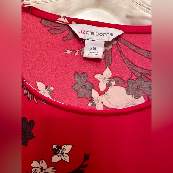 Liz Claiborne Red Floral Tie-Front Blouse-Flattering & Feminine- Ladies XXL - Picture 3 of 7